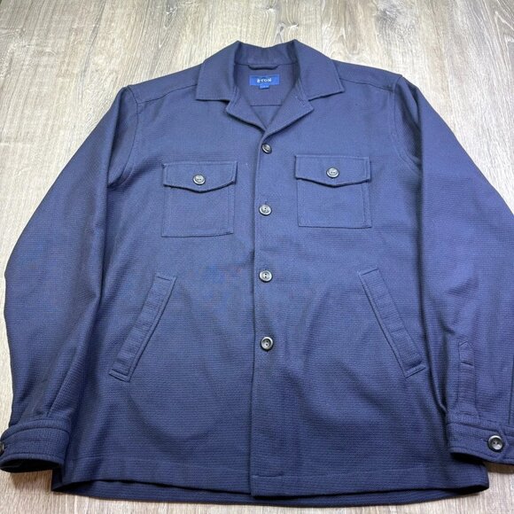 Eton Mens Indigo Classic Long Sleeve Button Up Utility Workwear Jacket Size L - Picture 1 of 12